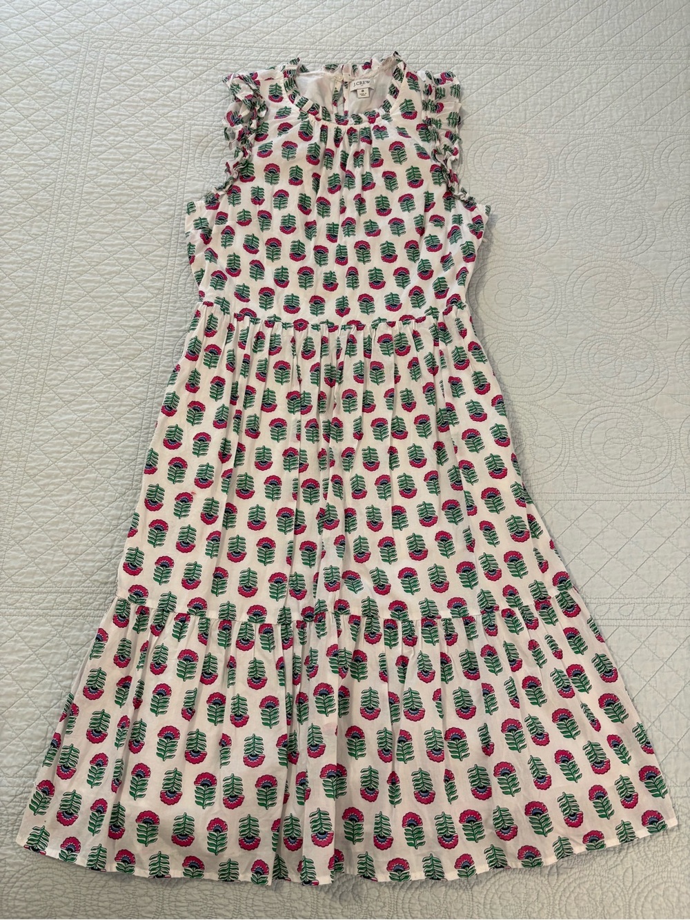J Crew sleeveless ruffle trim dress. Size 8.